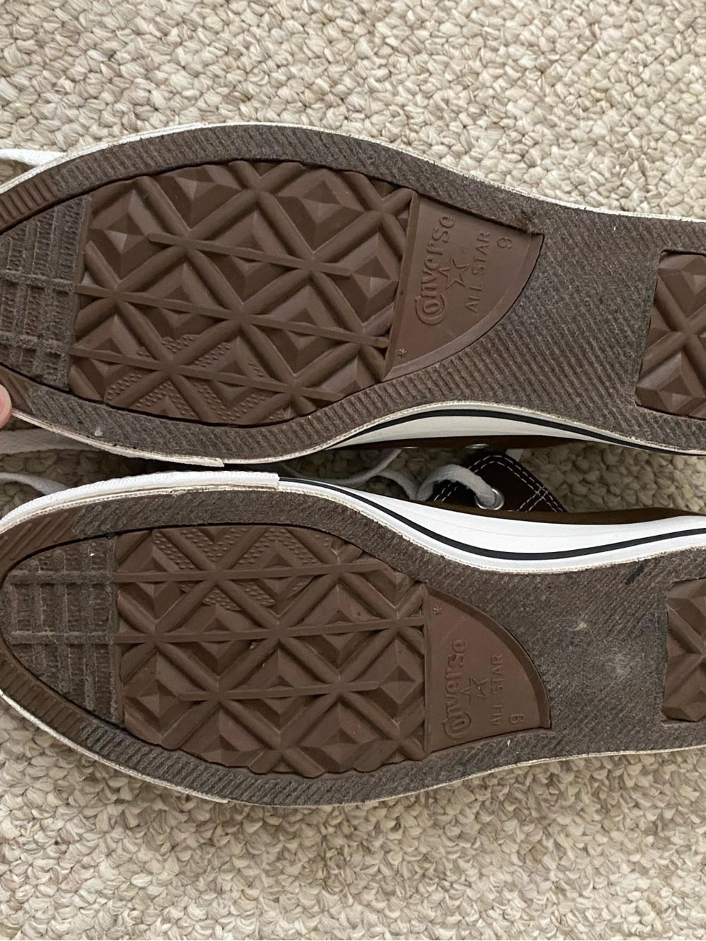 Converse Low-Top Sneakers in White and Brown Trim